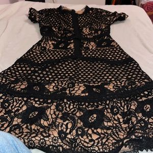 Black and tan lace dress